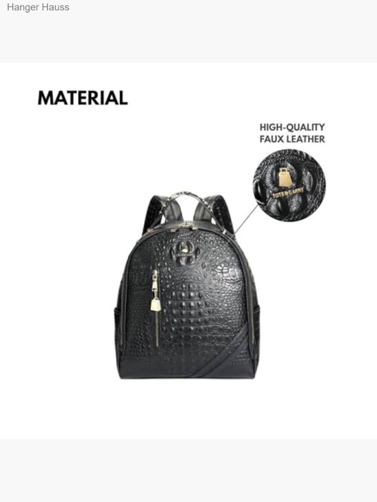 Vegan Leather Travel Backpack, Carry-On Laptop Bag, Water-Resistant, Adjustable main image 6